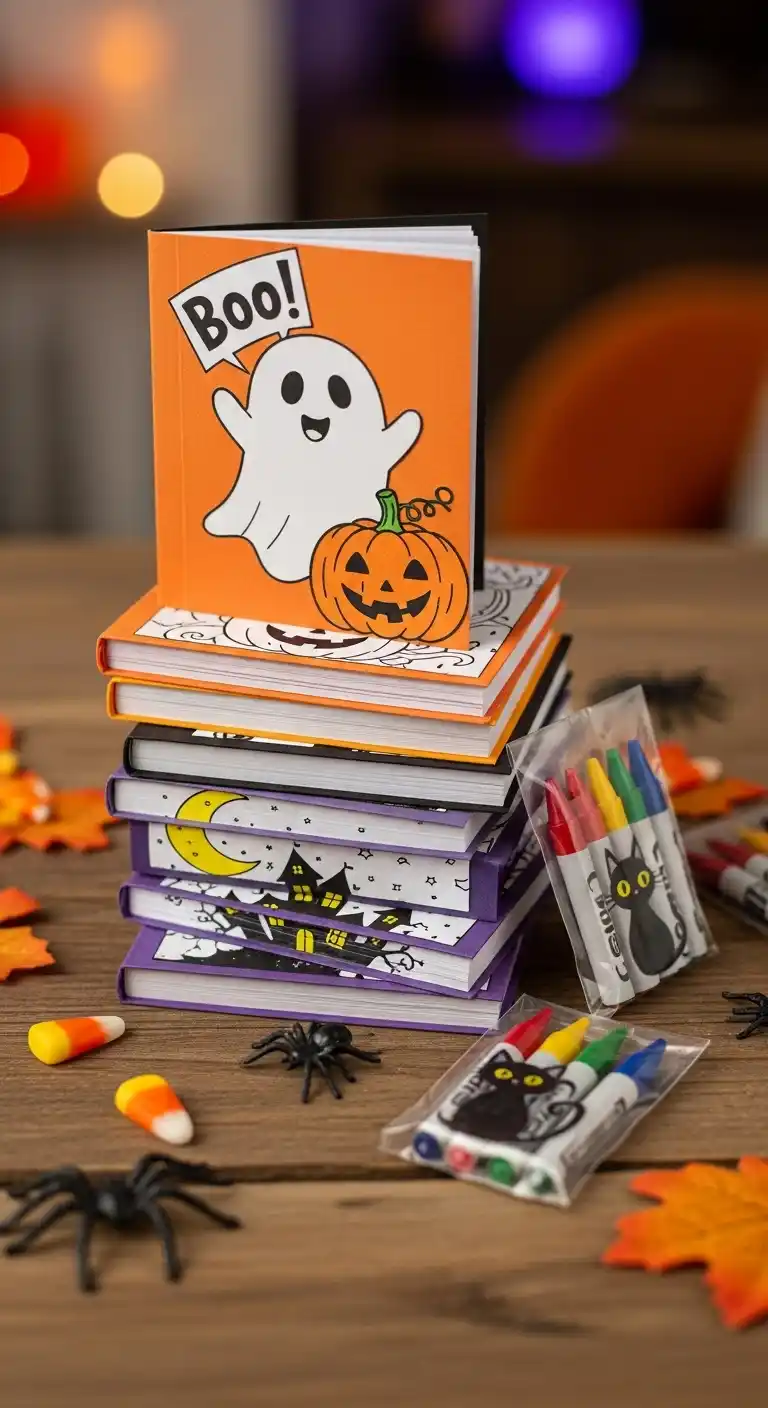 21 Ideas Spooky DIY Halloween Party Favors for Kids 20 16. Trick-or-Treat Mini Coloring Books