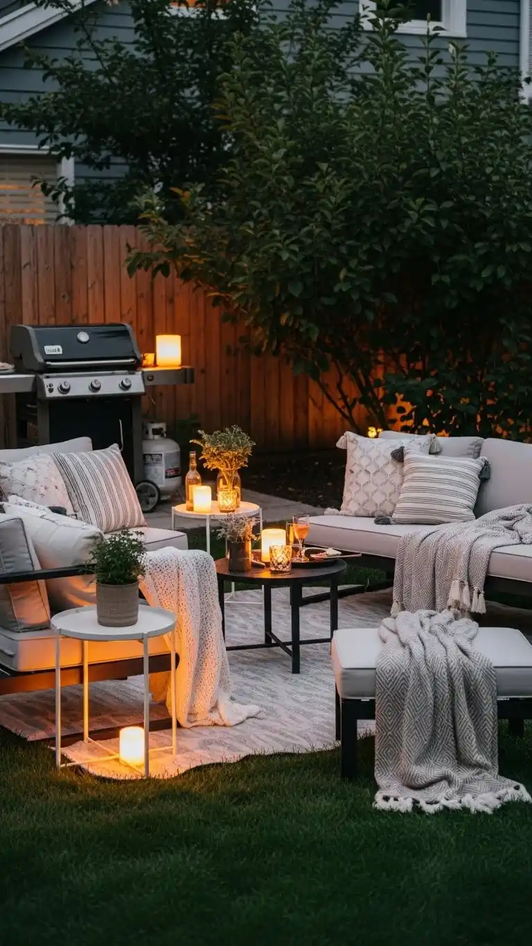 17 Fun Backyard BBQ Party Ideas for a Memorable Day 21 17. Backyard BBQ Party Ideas Emphasizing a Cozy Outdoor Lounge Space