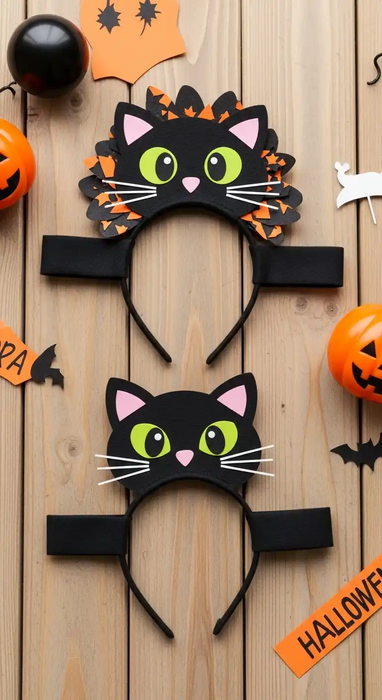 21 Ideas Spooky DIY Halloween Party Favors for Kids 21 17. Black Cat Headbands