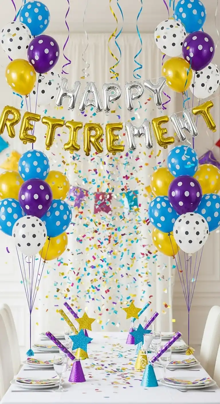 Retirement Party Decorations: 21 Stylish Ideas to Try 21 17. Celebration Confetti Balloons