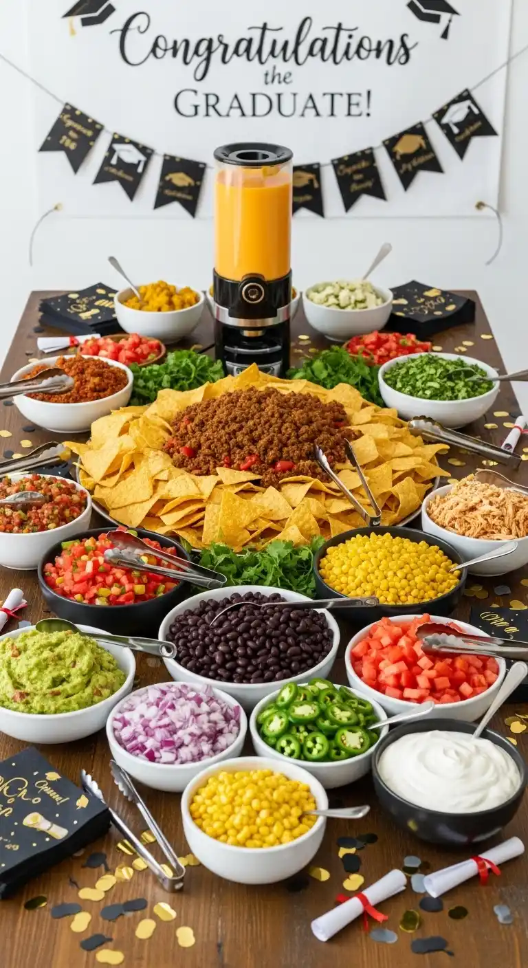 25 Creative Graduation Party Food Ideas to Impress 21 17. DIY Nacho Platter Station