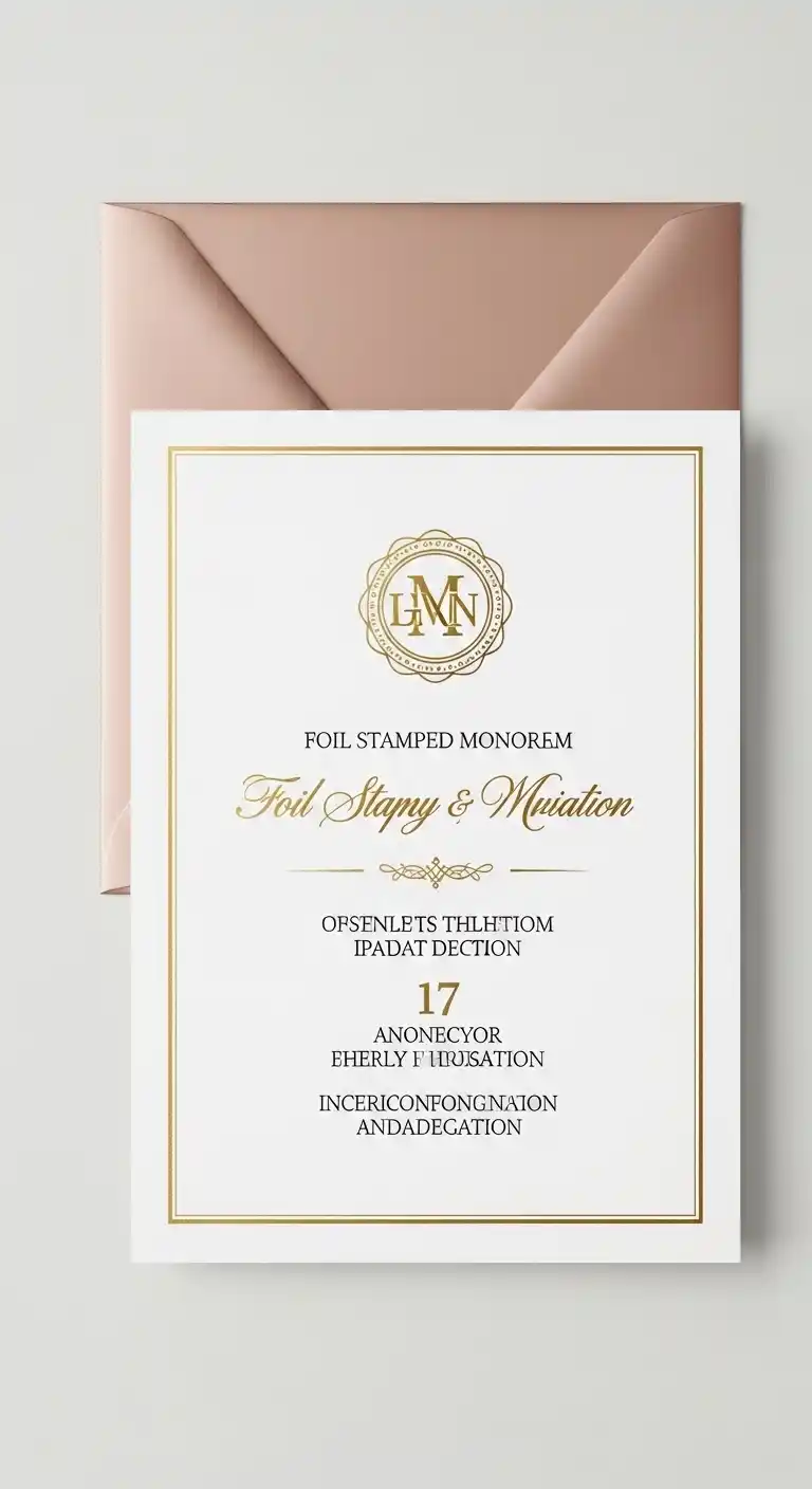 27 Stunning Traditional Wedding Invitations for Any Theme 21 17. Foil-Stamped Monogram Invitations