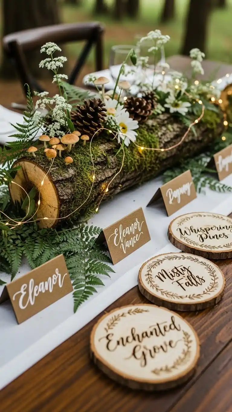 Forest Wedding Ideas: 25 Ways to Celebrate Amid Nature 21 17. Forest-Themed Table Names and Place Cards