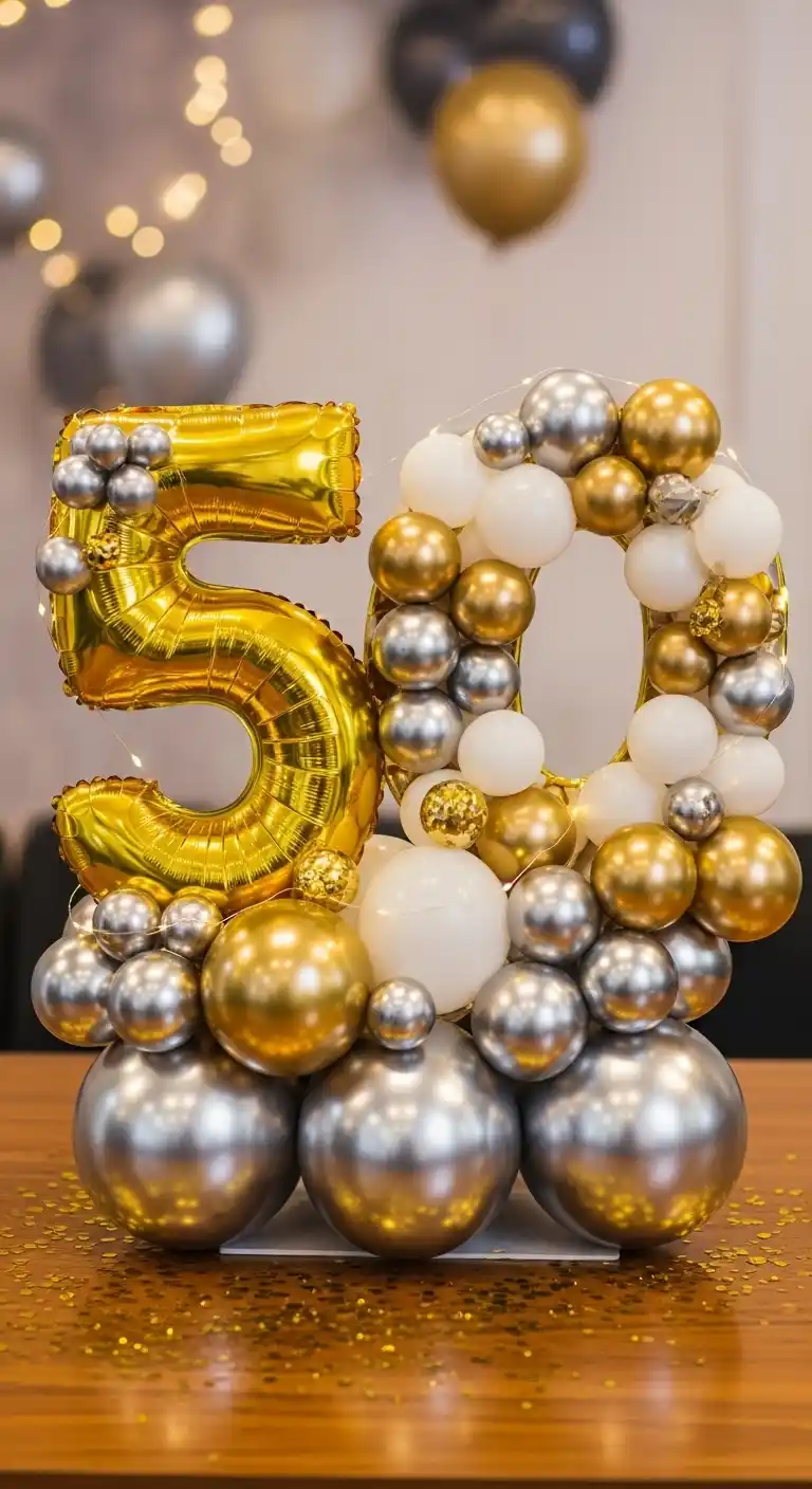 25 Stunning DIY Balloon Centerpiece Ideas on a Budget 21 17. Number-Shaped Balloon Centerpiece for Milestones