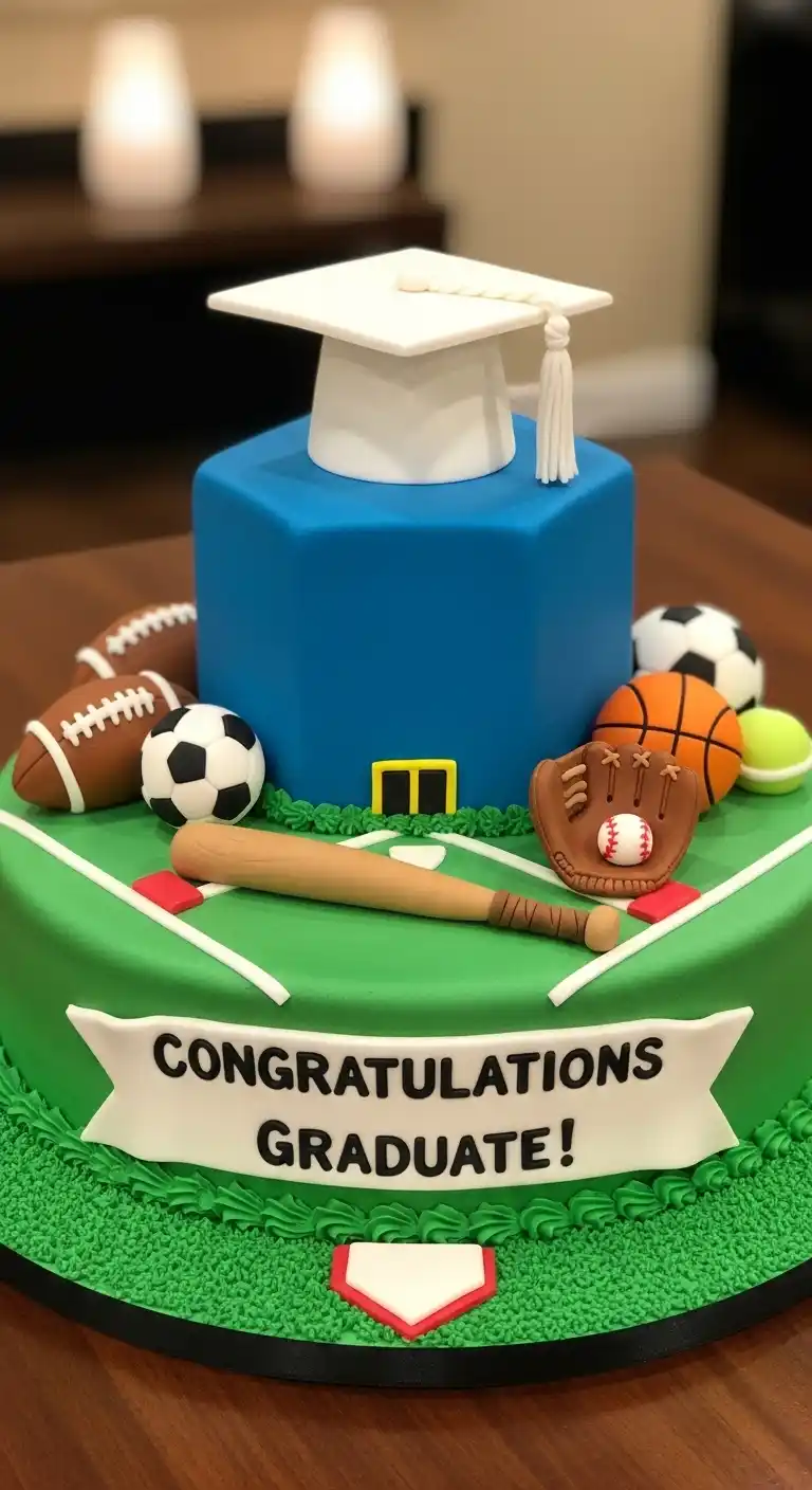 Graduation Cake Ideas: 27 Sweet & Stylish Picks 21 17. Sports-Themed Graduation Cake