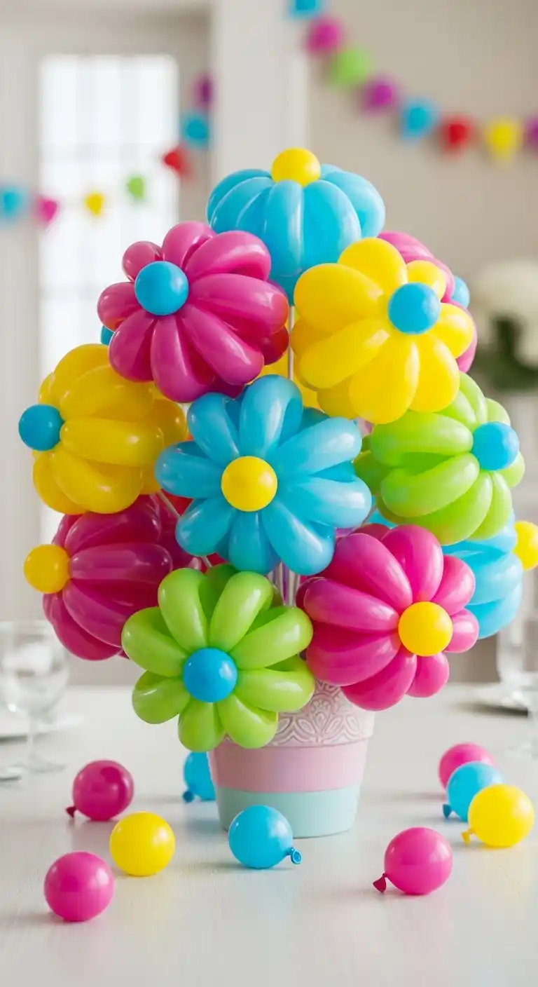 25 Stunning DIY Balloon Centerpiece Ideas on a Budget 22 18. Balloon Pom-Pom Centerpiece for Playful Themes