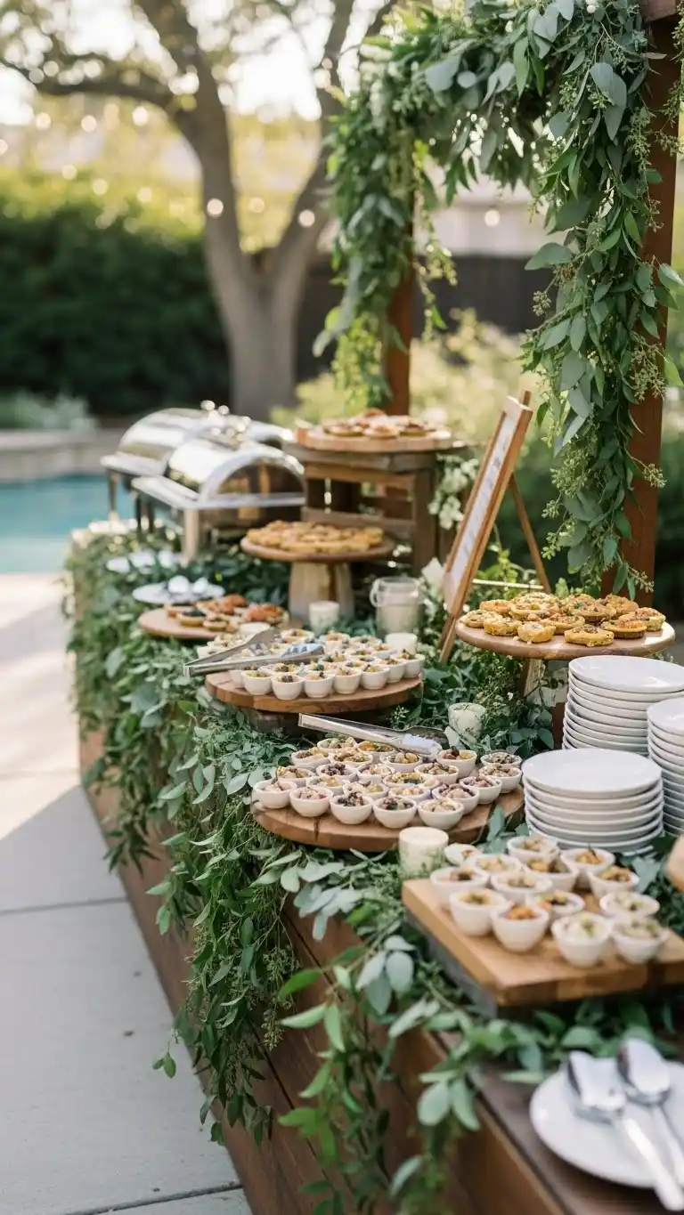 Beautiful Backyard Wedding Ideas on a Budget 22 18. Elegant Outdoor Buffet or Serving Display