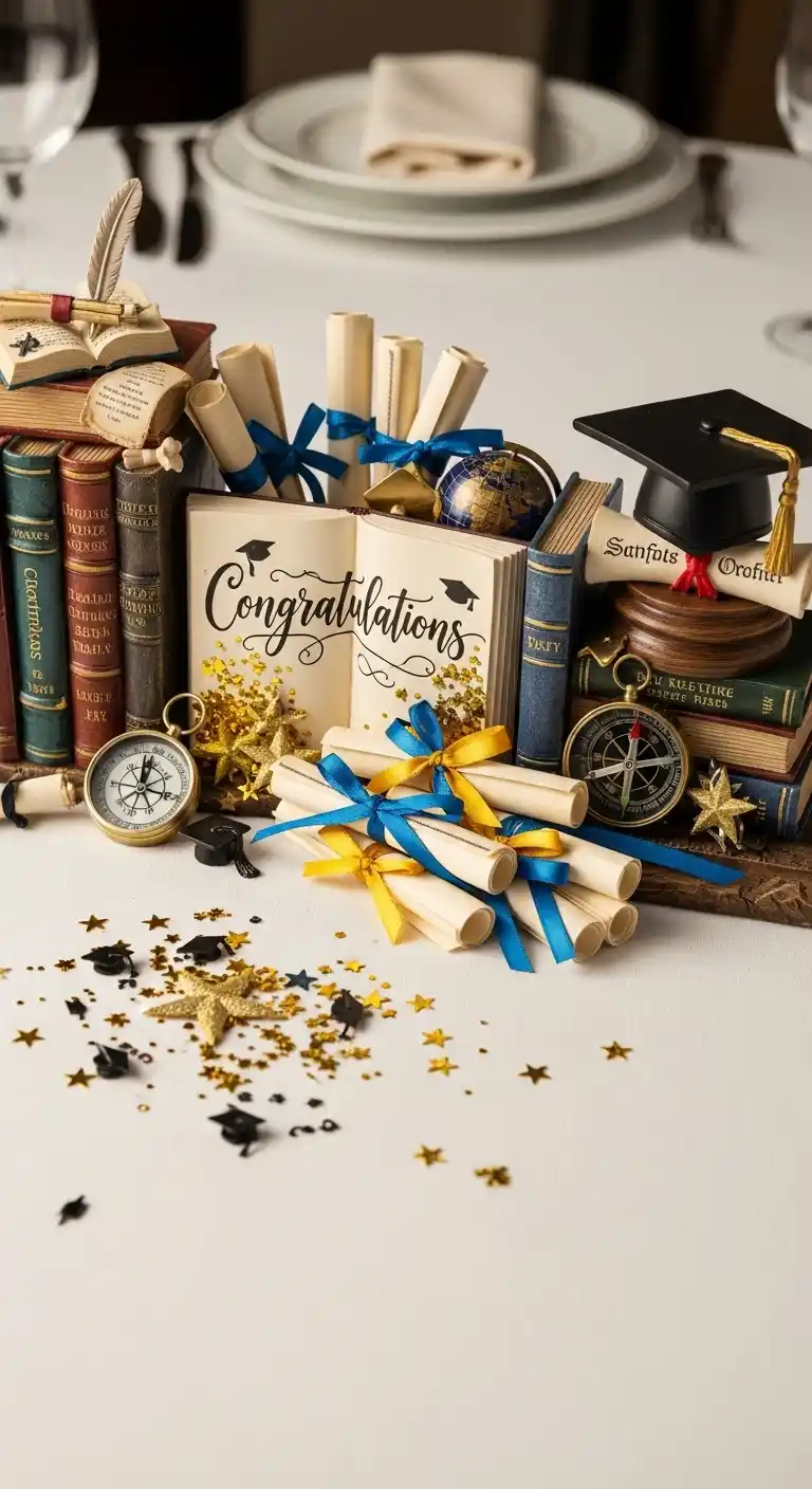 19 Graduation Party Centerpieces Ideas for a Memorable Event 22 18. Graduation Bookends Centerpiece