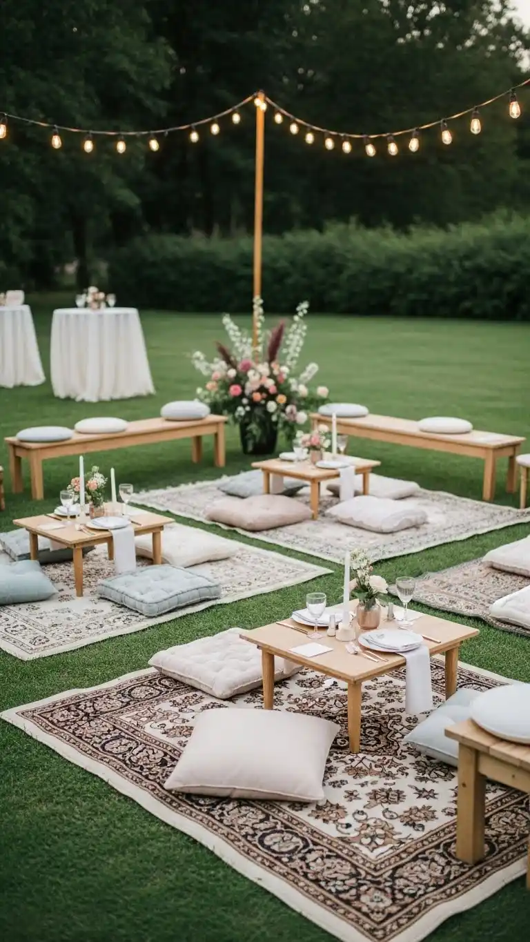 21 Small Intimate Wedding Ideas You’ll Adore 22 18. Plan a Small Outdoor Reception with Cozy Seating Corners