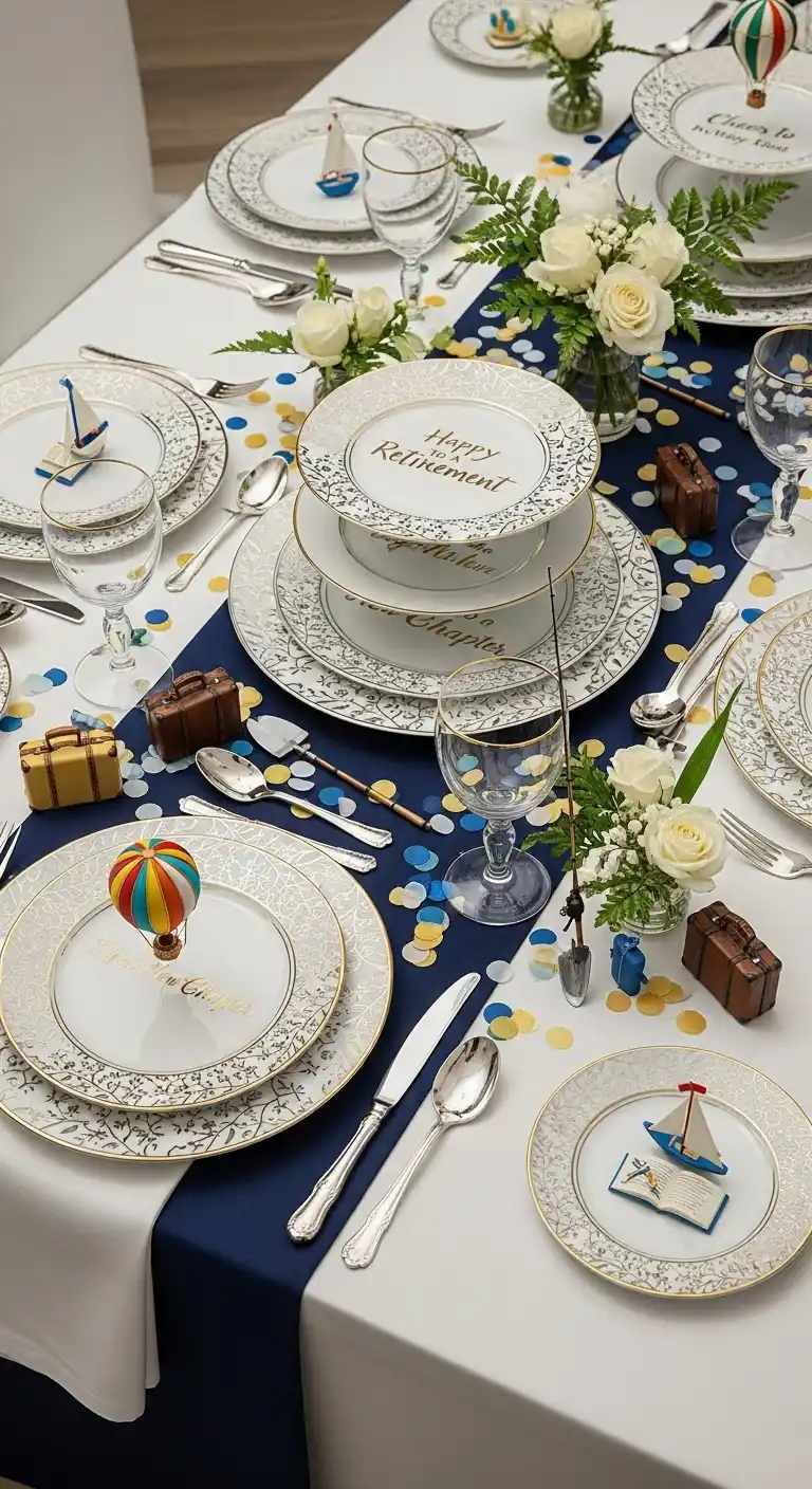 Retirement Party Decorations: 21 Stylish Ideas to Try 22 18. Themed Tableware and Plate Accents