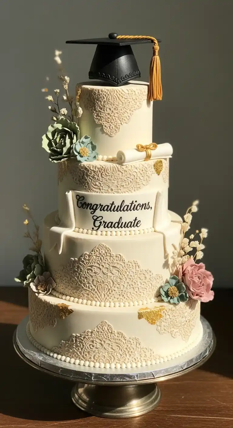 Graduation Cake Ideas: 27 Sweet & Stylish Picks 22 18. Vintage-Inspired Graduation Cake