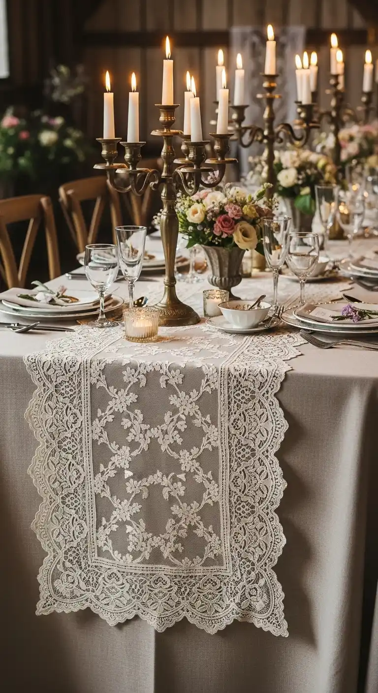 21 Vintage Wedding Ideas for a Classic Celebration 22 18. Vintage Lace Table Runners