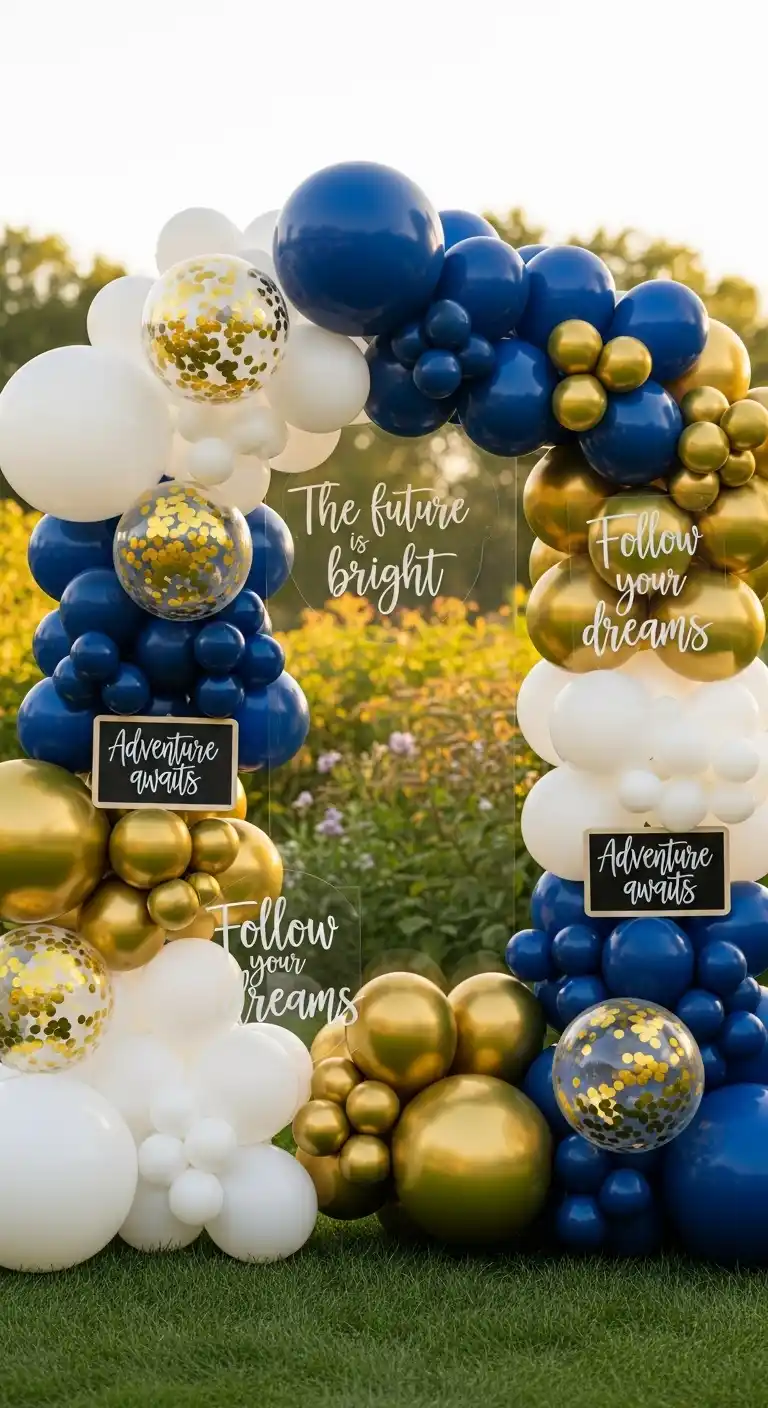 21 Stylish Graduation Party Backdrops for Any Theme 23 19. Balloon Wall with Personal Quotes