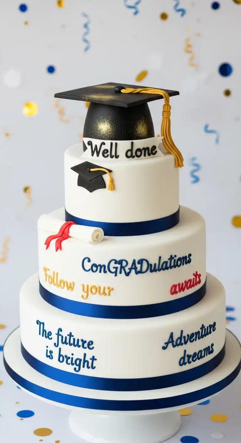 Graduation Cake Ideas: 27 Sweet & Stylish Picks 23 19. Cake with Graduation Quotes and Messages