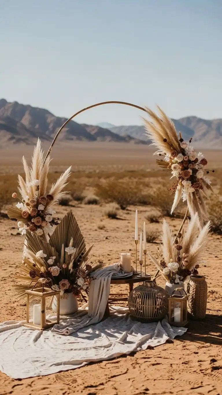 Desert Wedding Ideas That Bring Elegant, Rustic Charm to Your Big Day 23 19. Eco-Friendly Décor with Natural Materials