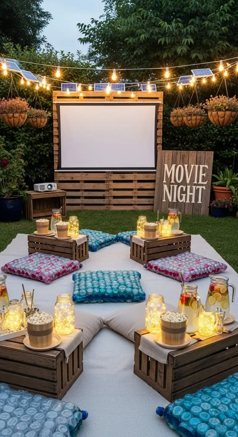 25 Simple + Stylish Movie Night Party Ideas 23 19. Eco-Friendly Outdoor Movie Night