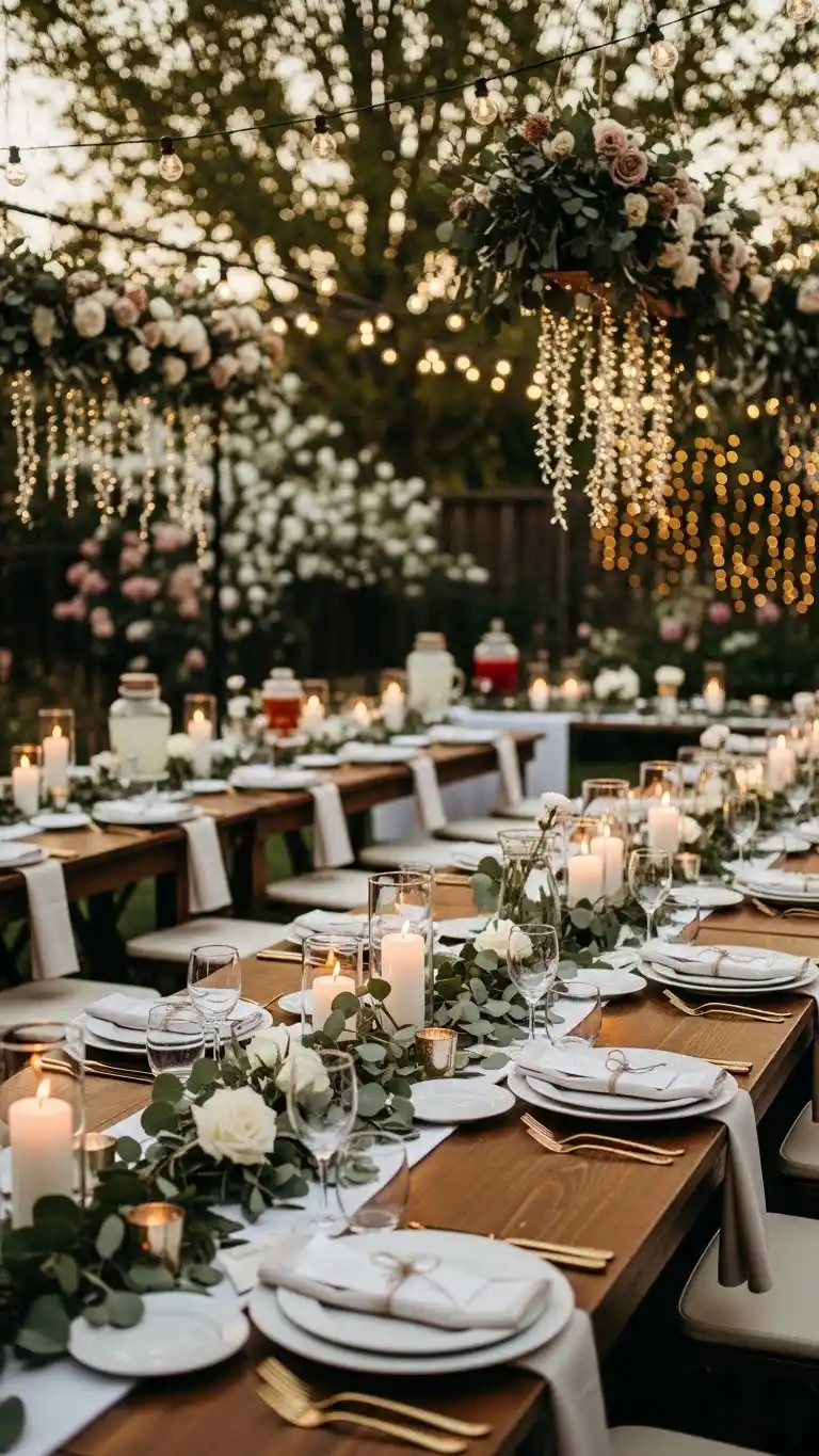 Beautiful Backyard Wedding Ideas on a Budget 23 19. Family-Style Seating for Warm Connection