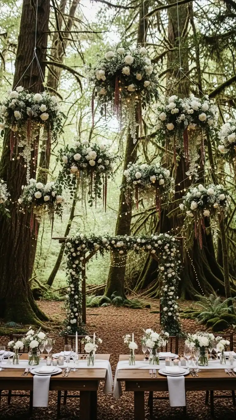 Forest Wedding Ideas: 25 Ways to Celebrate Amid Nature 23 19. Hanging Floral Installations
