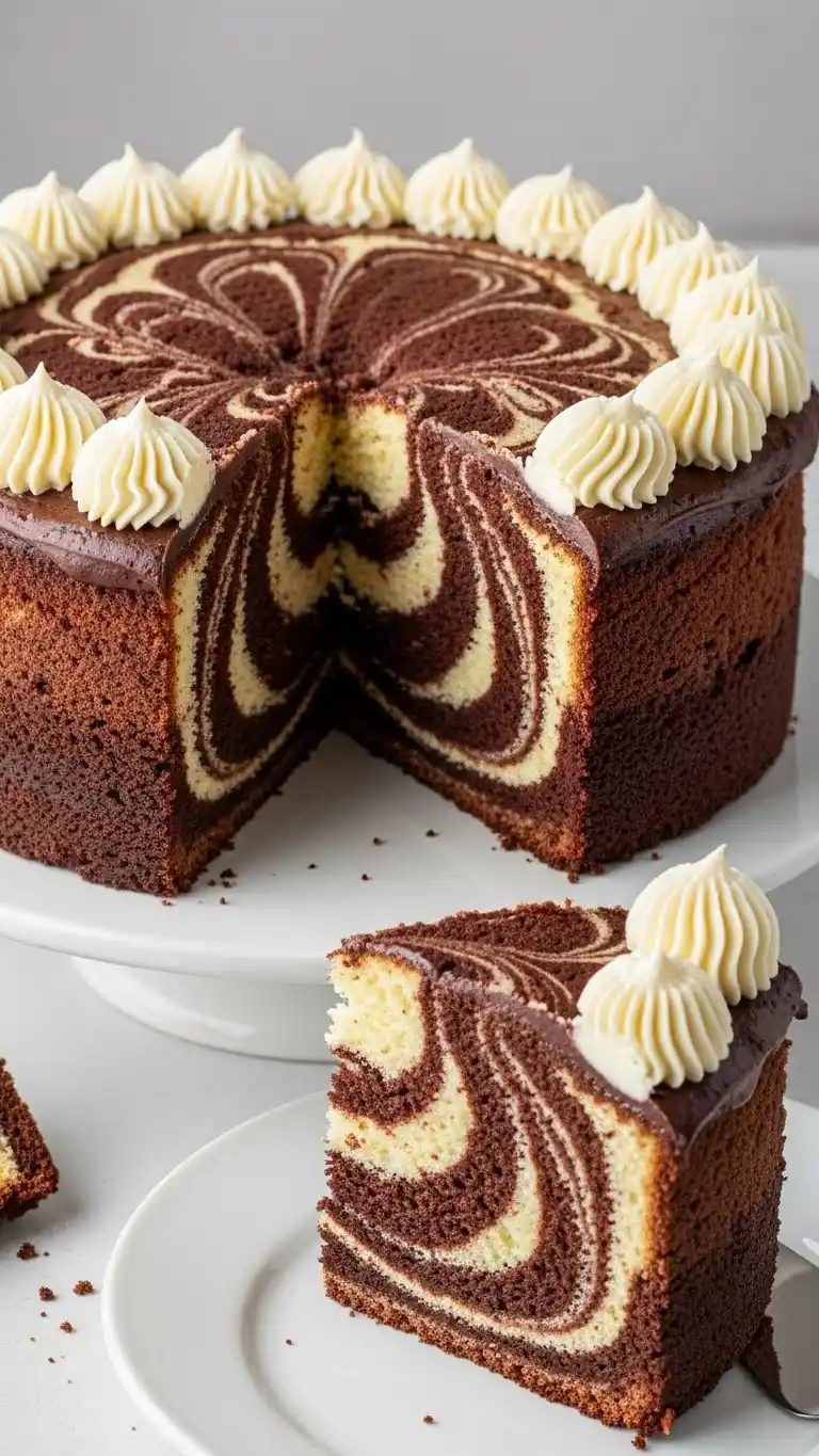 Fathers Day Cake Ideas: 21 Treats Dad Will Love 23 19. Marble Swirl Cake Blending Chocolate and Vanilla Layers