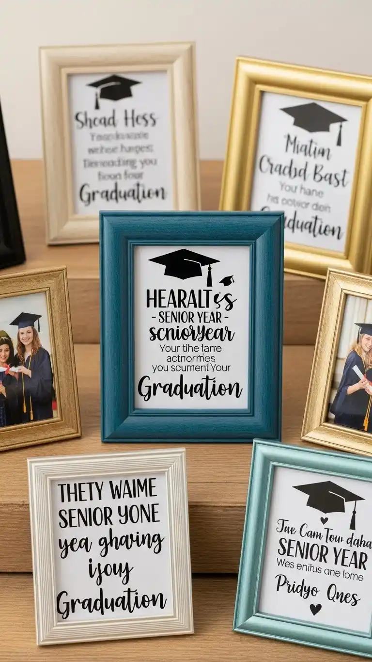 27 Simple DIY Graduation Party Decorations to Try 23 19. Mini Photo Frames with Printed Graduation Quotes