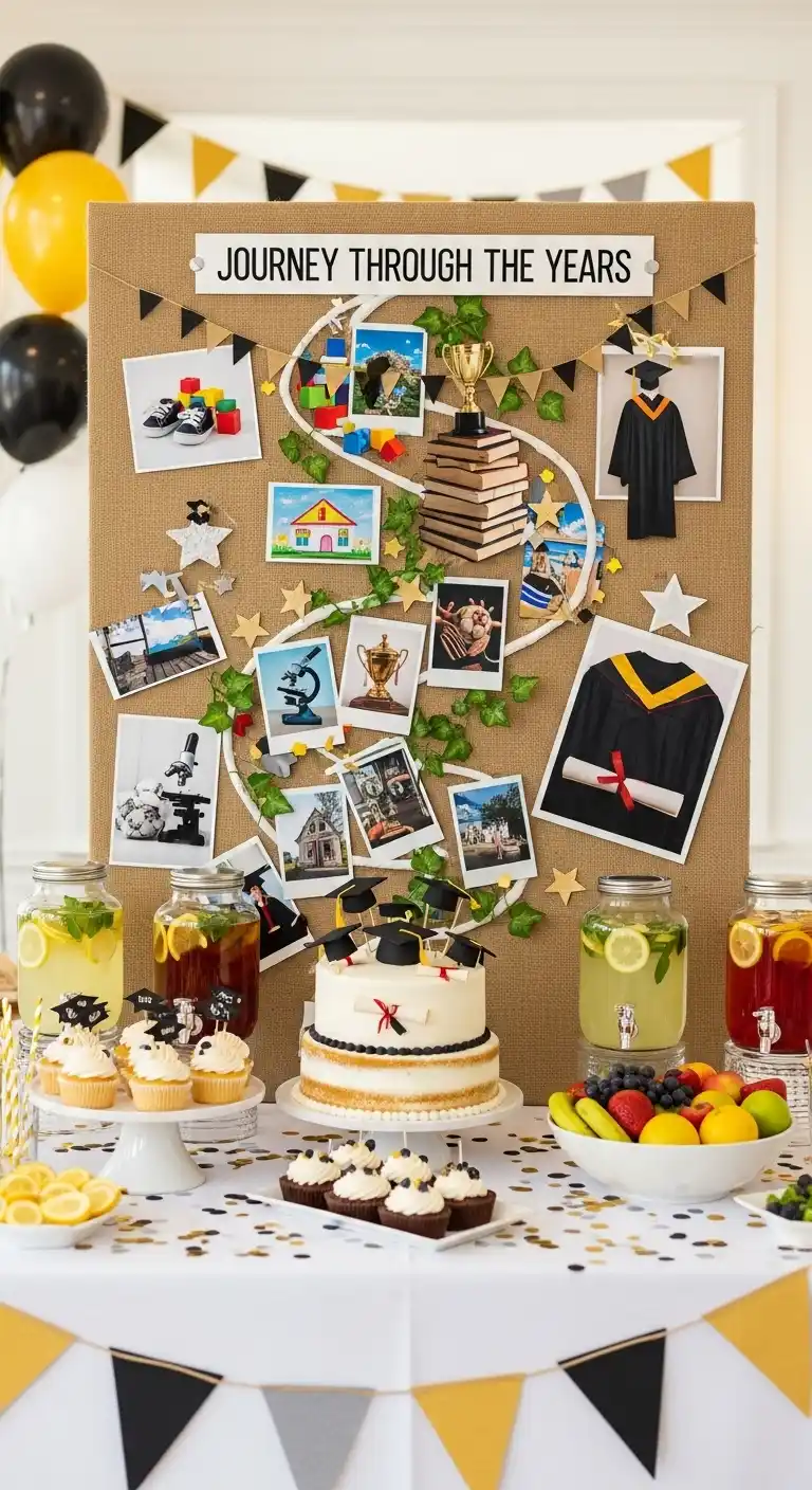 Throw a Memorable Graduation Party: 23 Fun Ideas 6 2. Display a Journey-Through-the-Years Photo Wall