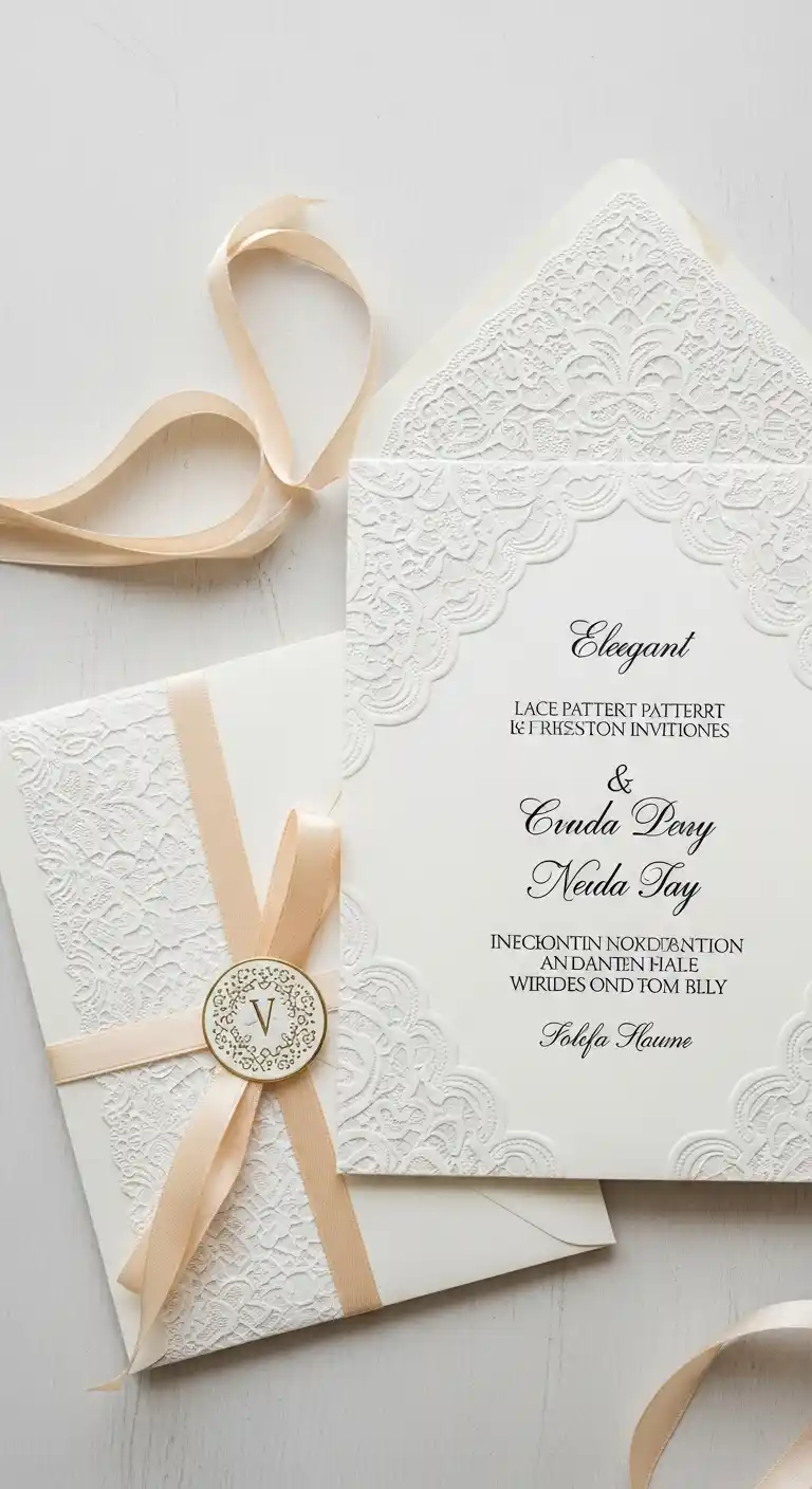 27 Stunning Traditional Wedding Invitations for Any Theme 6 2. Elegant Lace Pattern Invitations