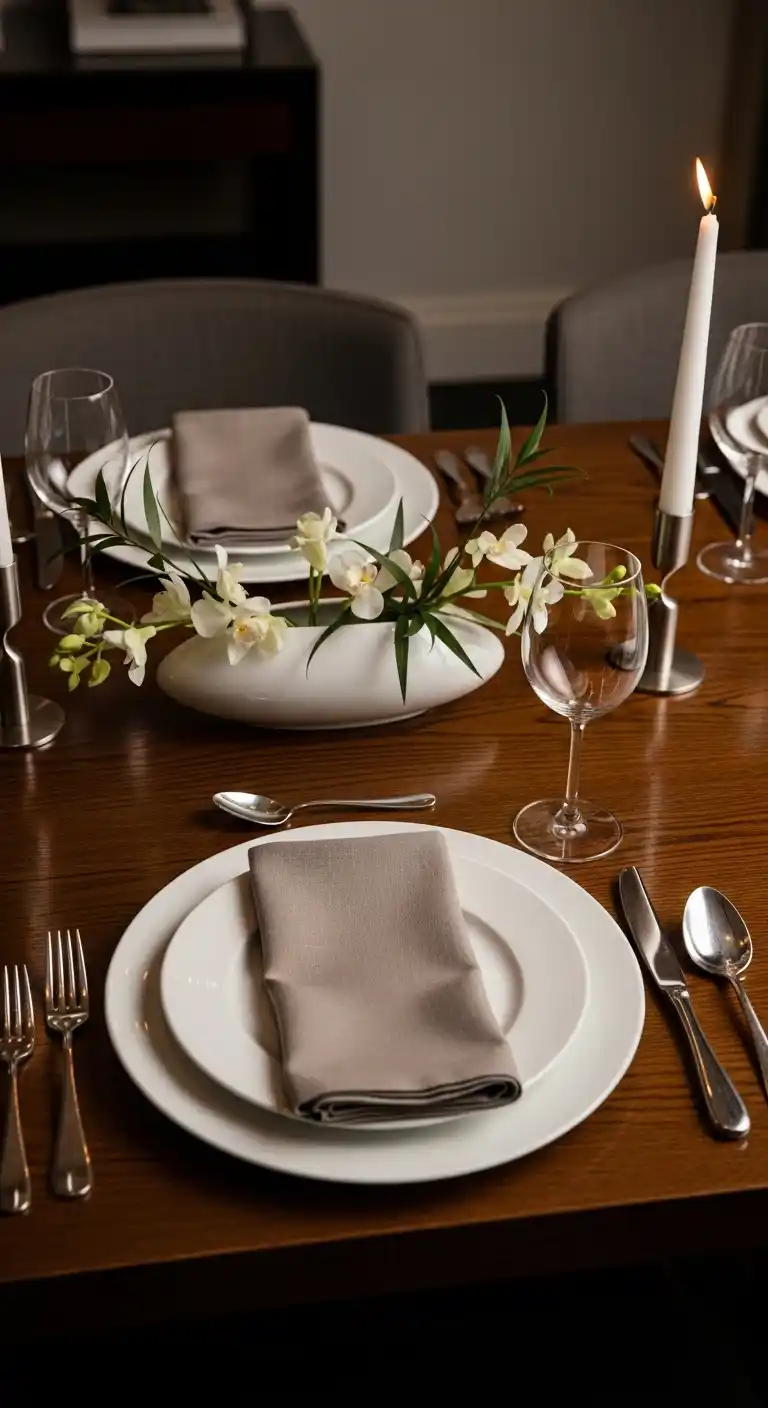 19 Easy Dinner Party Table Settings Inspirations 6 2. Elegant Minimalist Table Setting for Sophisticated Gatherings