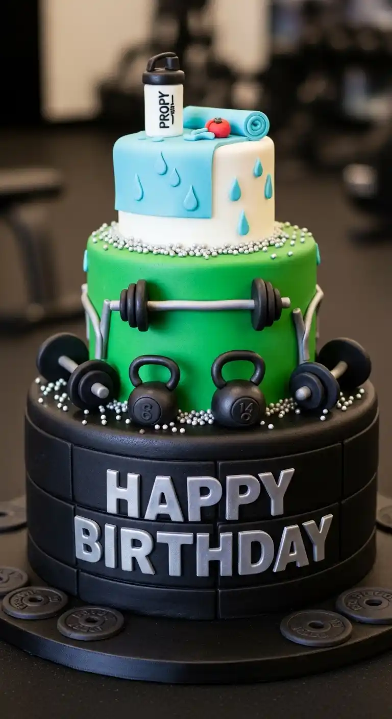 21 Easy & Cool Birthday Cake Ideas for Men 6 2. Fitness and Gym-Inspired Cake