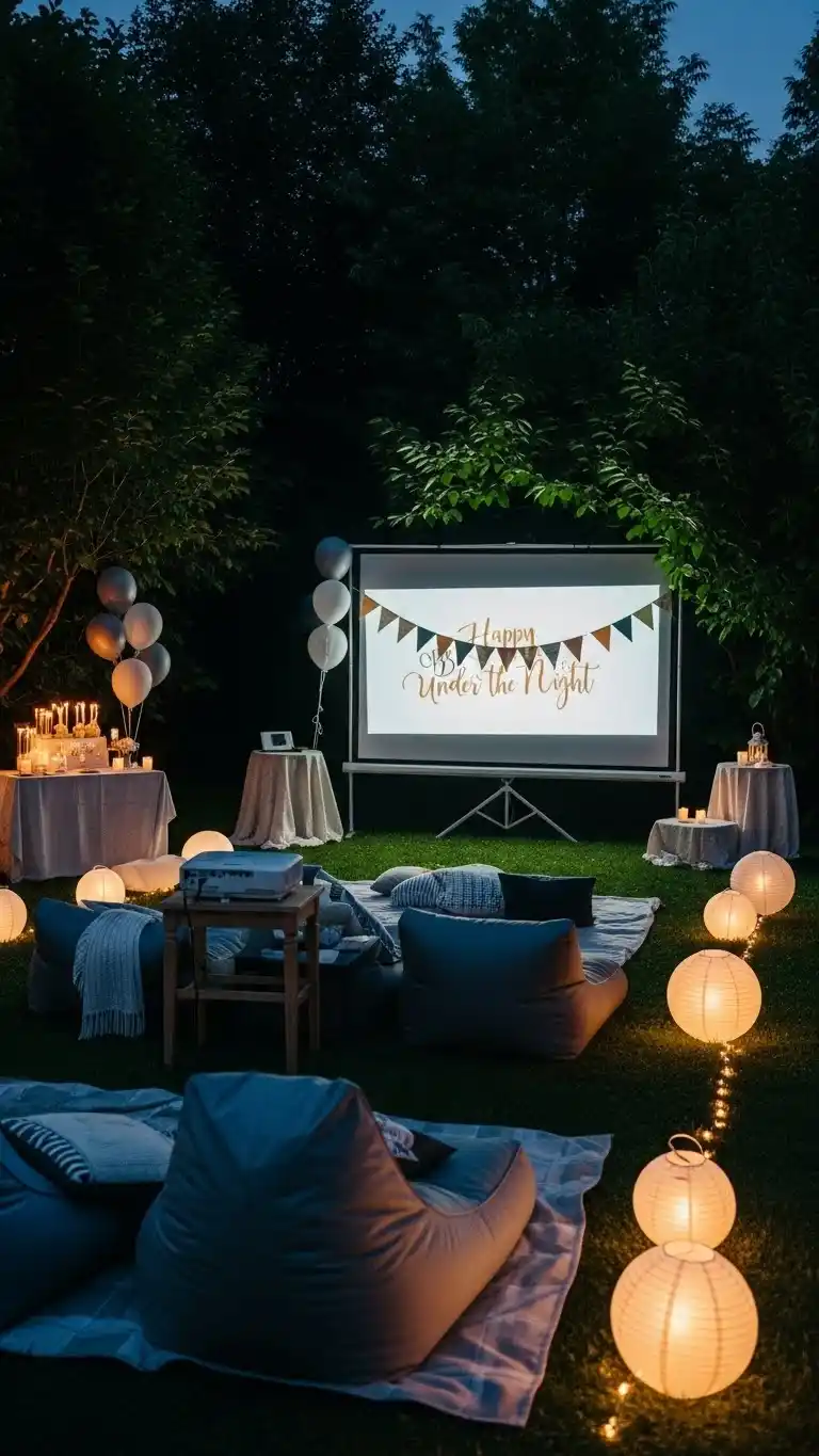 17 Creative 21st Birthday Party Ideas to Wow Your Guests 6 2. Outdoor Movie Night Under the Stars