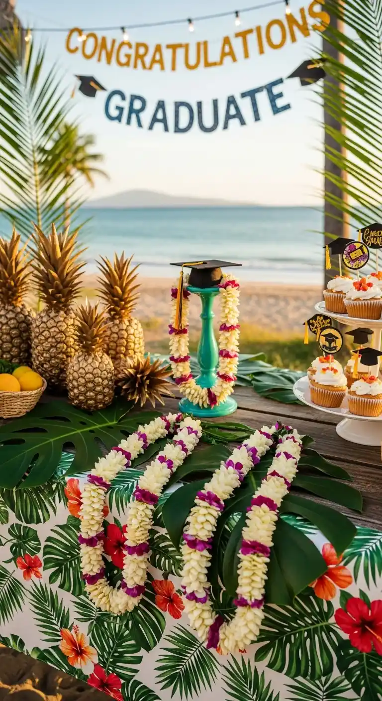 25 Hawaiian Graduation Party Ideas for a Fun Celebration 6 2. Personalized Graduation Leis