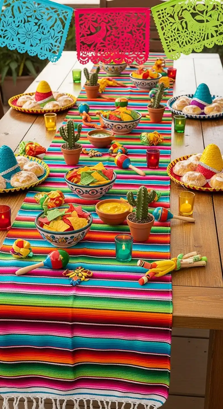 Fiesta Party Decorations: 19 Bright Ideas for a Vibrant Bash 6 2. Vibrant Table Runners