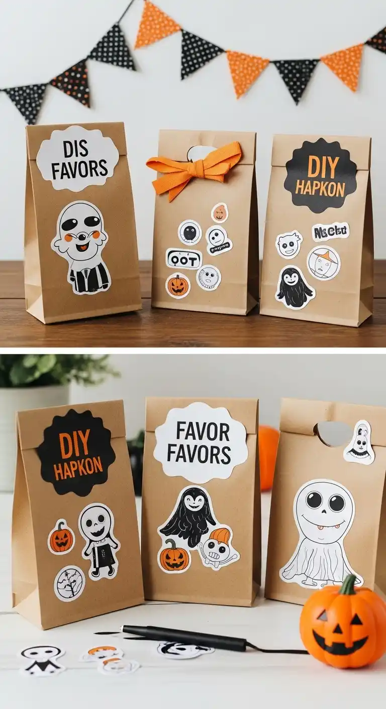 21 Ideas Spooky DIY Halloween Party Favors for Kids 24 20. DIY Sticker-Decorated Favor Bags