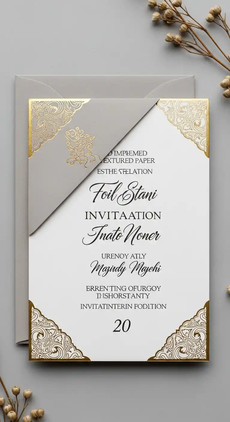 27 Stunning Traditional Wedding Invitations for Any Theme 24 20. Foil-Stamped Textured Paper Invitations