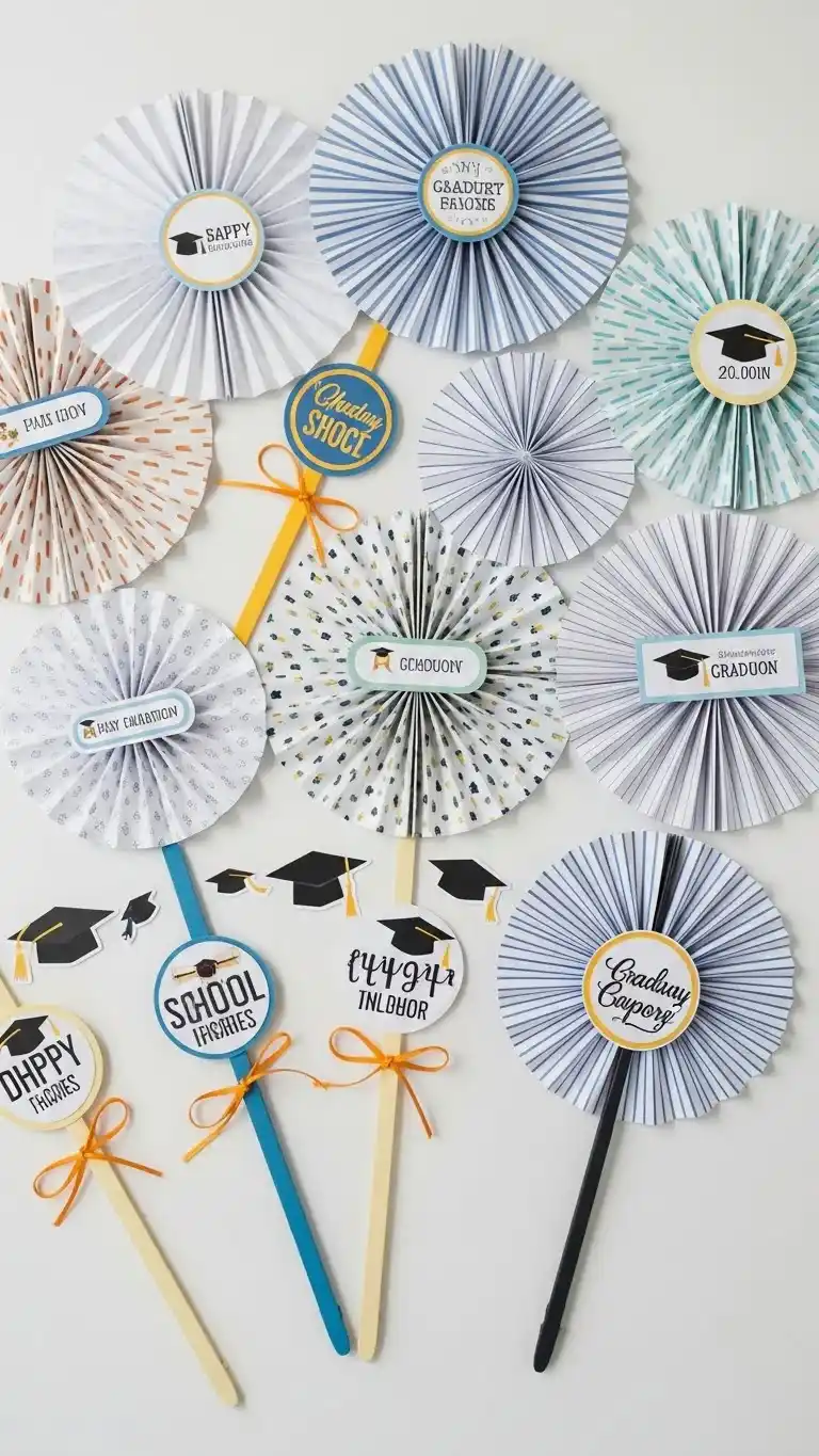 27 Simple DIY Graduation Party Decorations to Try 25 21. DIY Paper Fans for Outdoor Graduation Parties
