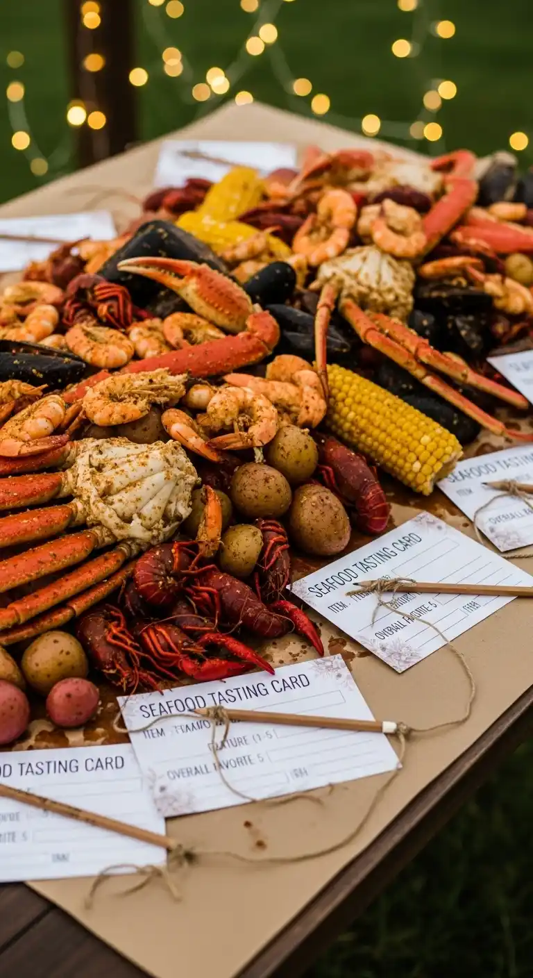 Seafood Boil Party Ideas: 27 Coastal-Inspired Fun Touches 25 21. Seafood Tasting Cards to Rate Favorites
