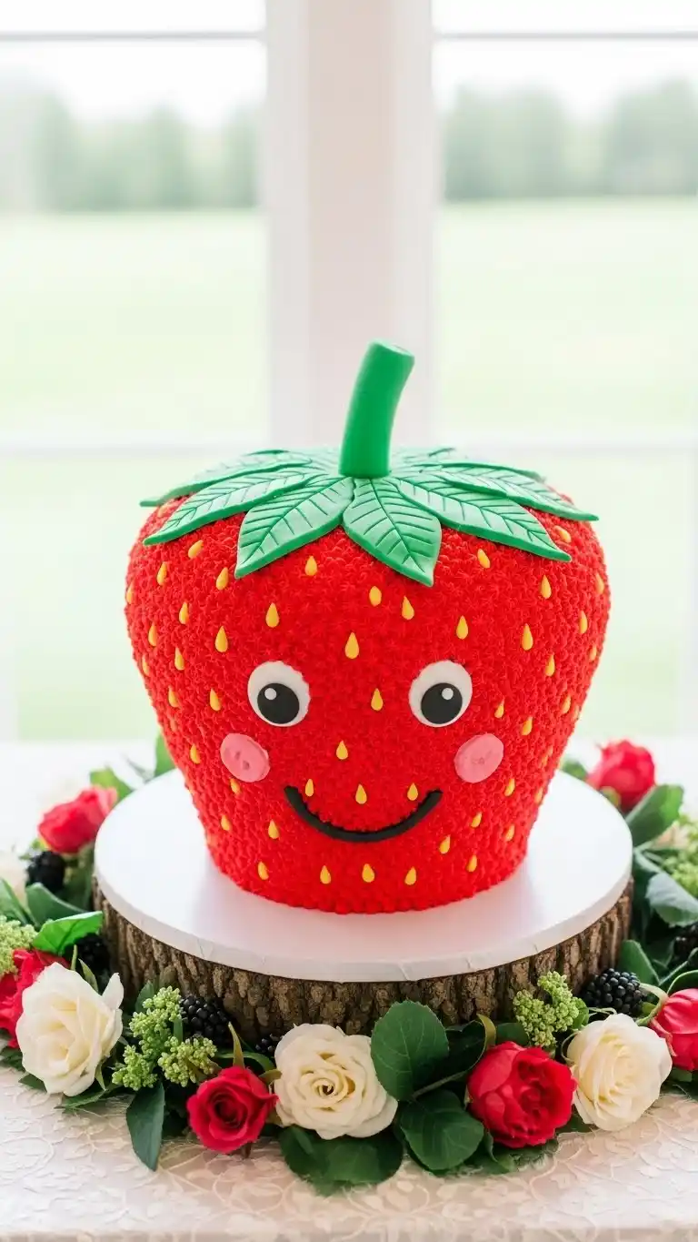 21 Strawberry Themed Party Ideas That Shine 25 21. Strawberry-Shaped Cake as the Showstopper