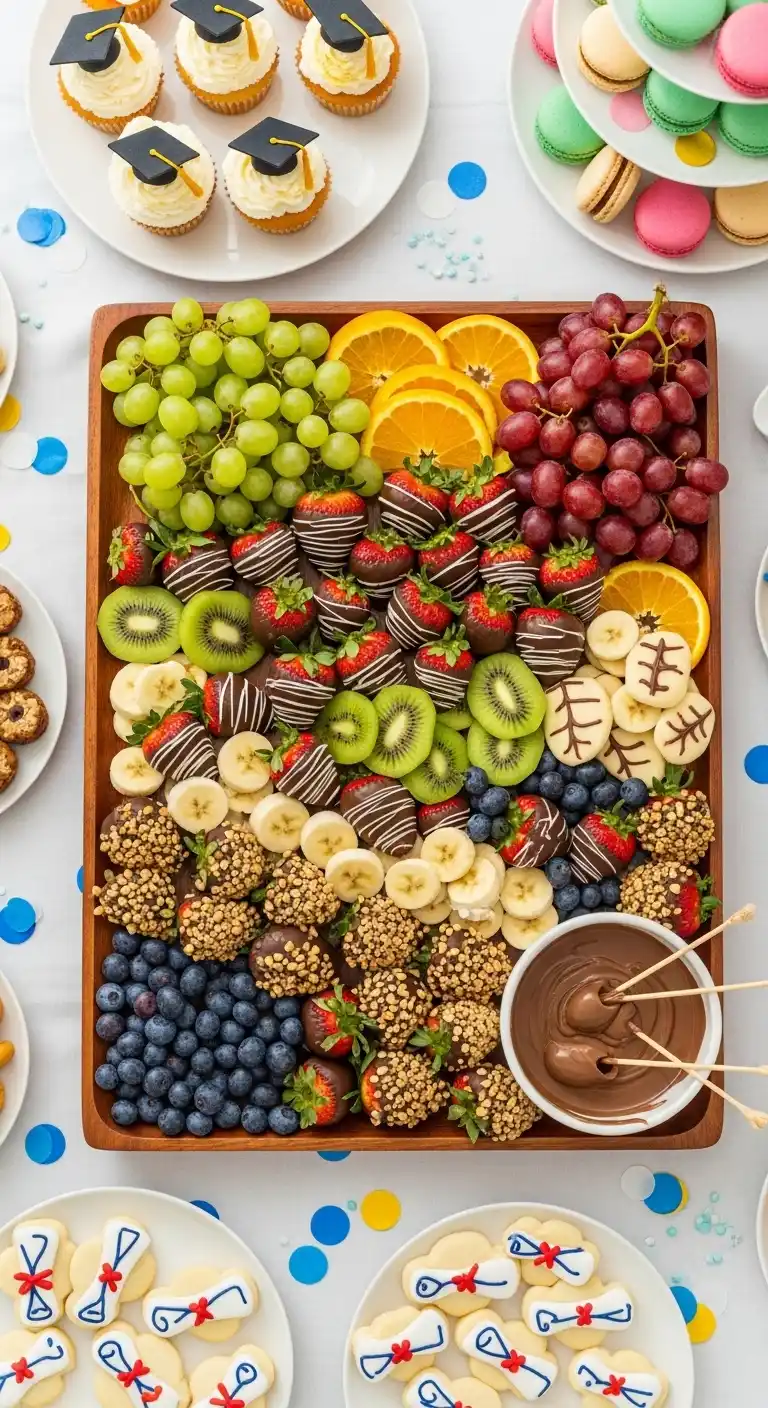 25 Creative Graduation Party Food Ideas to Impress 26 22. Chocolate-Dipped Fruit Tray