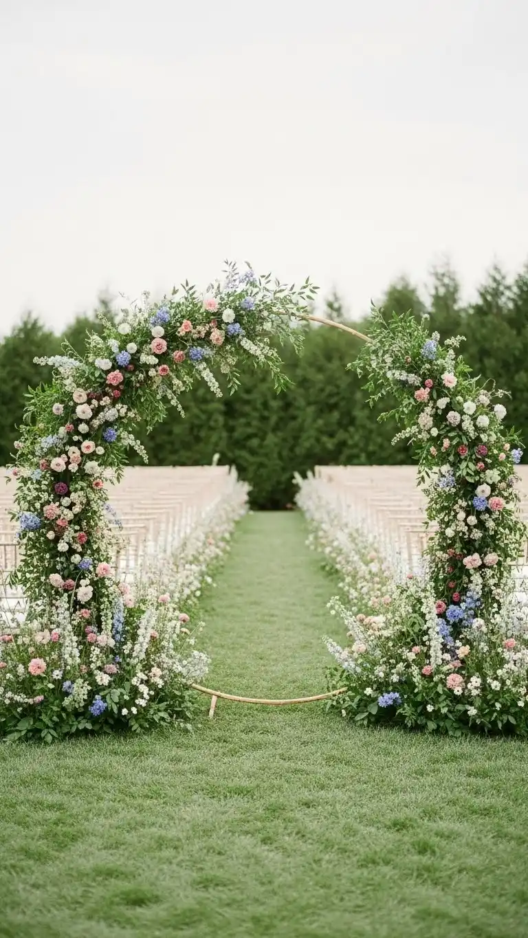Beautiful Outdoor Wedding Entrances You’ll Love 26 22. Circular Meadow Entrance for Garden Weddings