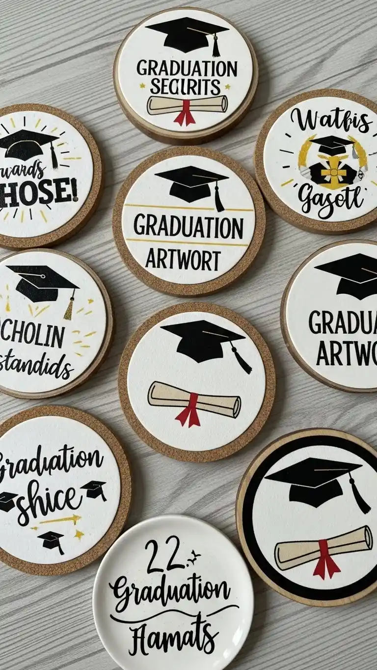 27 Simple DIY Graduation Party Decorations to Try 26 22. Handmade Coasters Featuring Graduation Artwork
