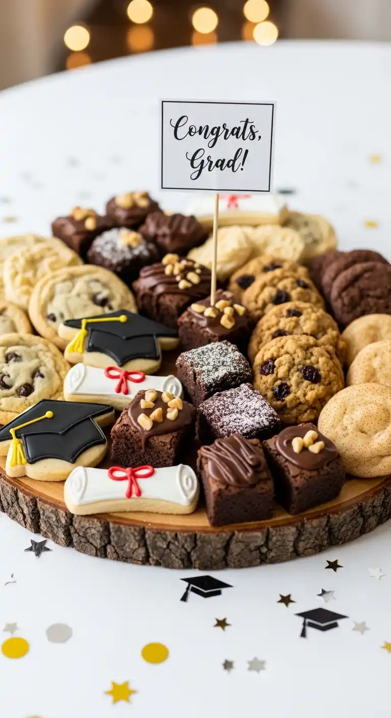 25 Creative Graduation Party Food Ideas to Impress 27 23. Cookie and Brownie Bite Assortment