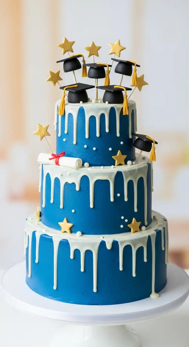 Graduation Cake Ideas: 27 Sweet & Stylish Picks 27 23. Drip Graduation Cake