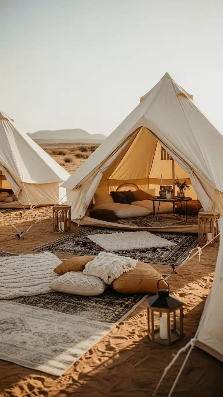 Desert Wedding Ideas That Bring Elegant, Rustic Charm to Your Big Day 27 23. Glamping-Style Relaxation Area