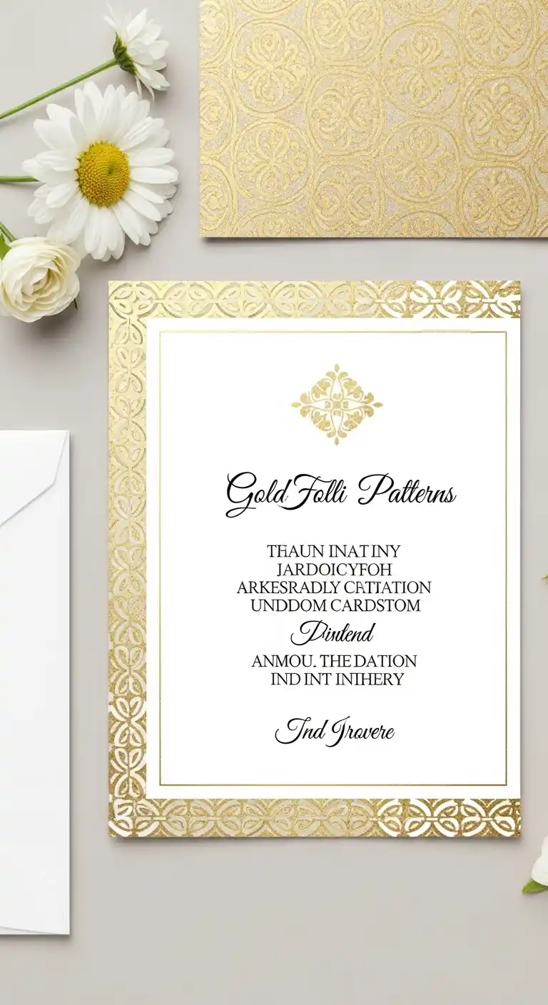 27 Stunning Traditional Wedding Invitations for Any Theme 28 24. Gold Foil Pattern Invitations