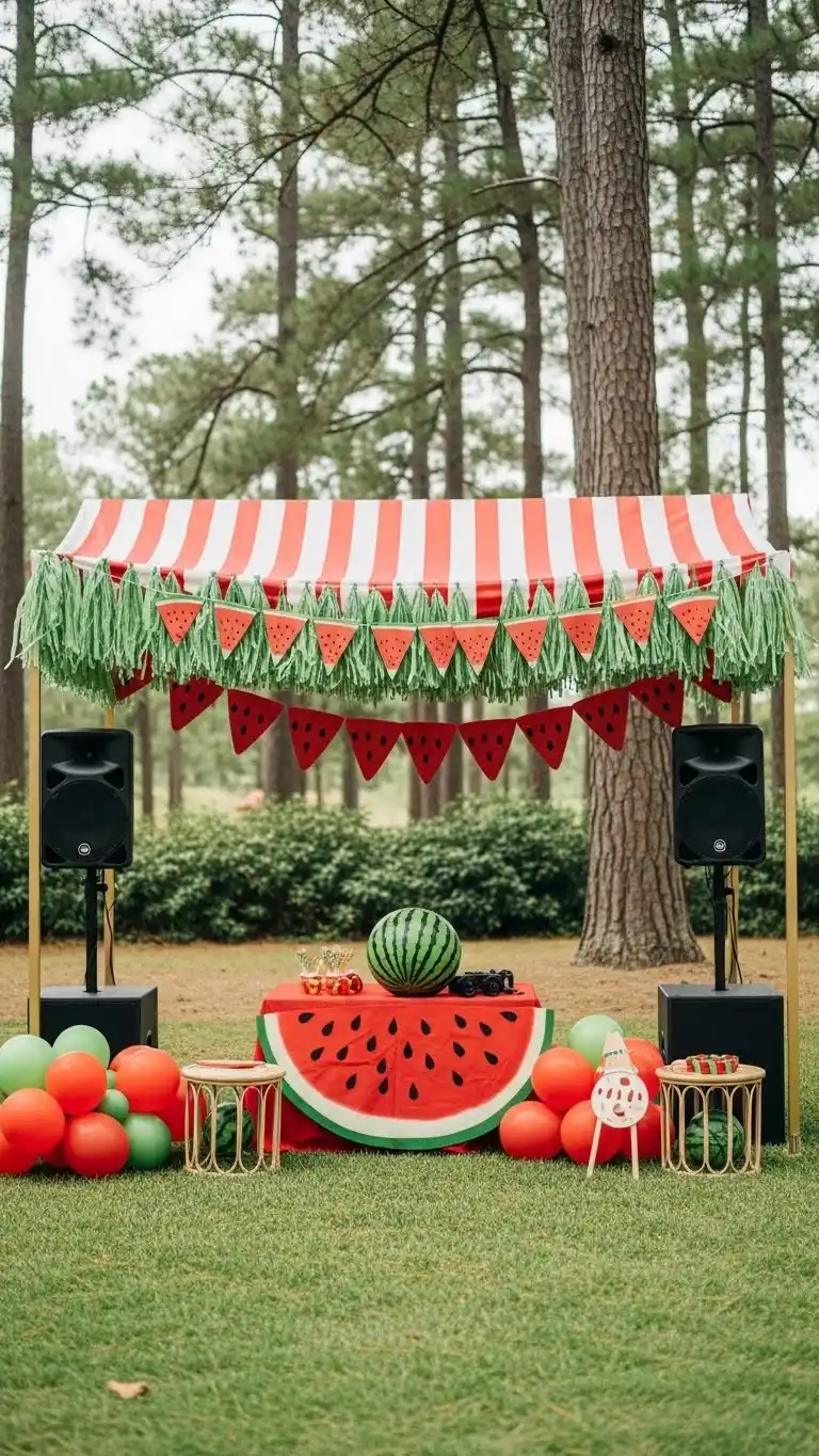 25 Fun Watermelon Themed Party Ideas for a Sweet Celebration 29 25. Watermelon Inspired Party Playlist and Entertainment Zone