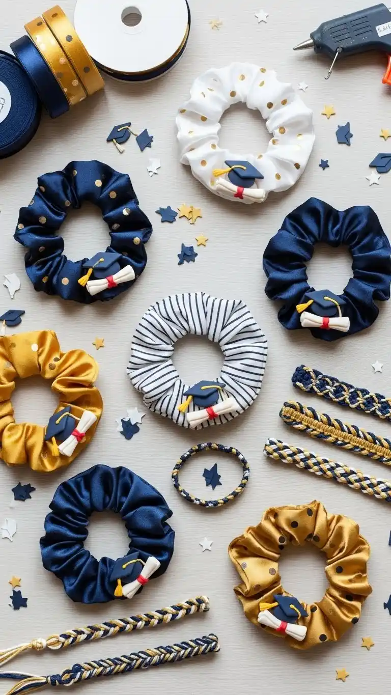 27 Simple DIY Graduation Party Decorations to Try 31 27. DIY Scrunchies or Wristbands in Graduation Colors