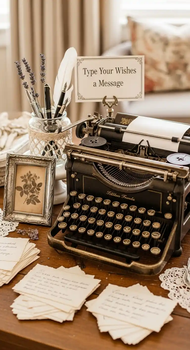 21 Vintage Wedding Ideas for a Classic Celebration 7 3. Antique Typewriter Guest Messages
