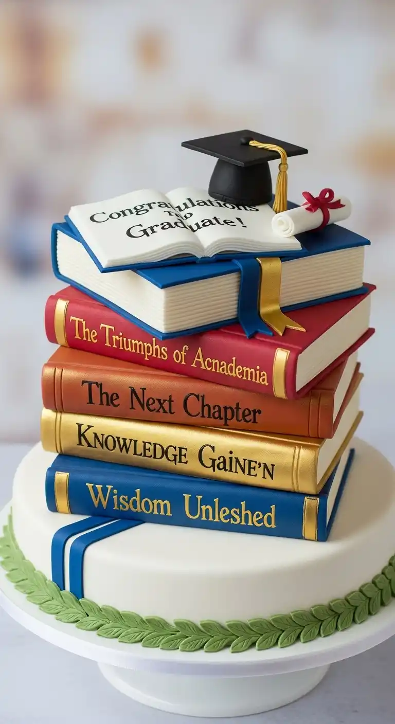 Graduation Cake Ideas: 27 Sweet & Stylish Picks 7 3. Book-Themed Cake Design