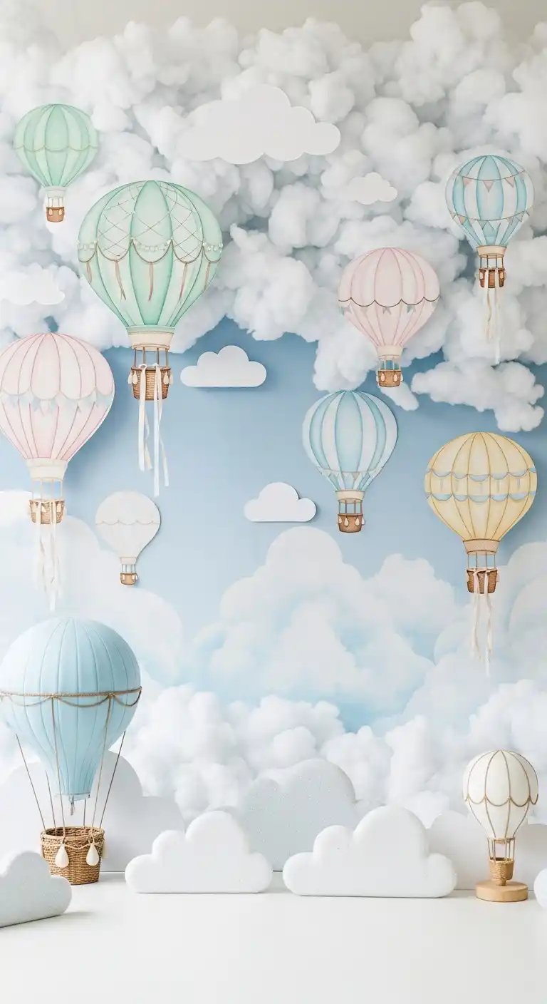 17 Hot Air Balloon Baby Shower Inspiration Ideas 7 3. Cloud and Balloon Backdrops for Perfect Photos