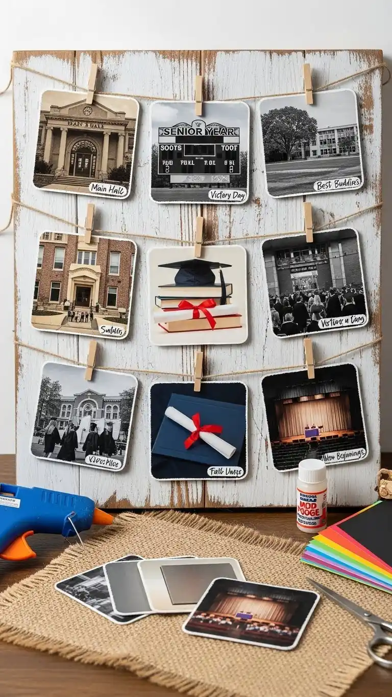 27 Simple DIY Graduation Party Decorations to Try 7 3. DIY Photo Magnets Showcasing Senior Year Memories