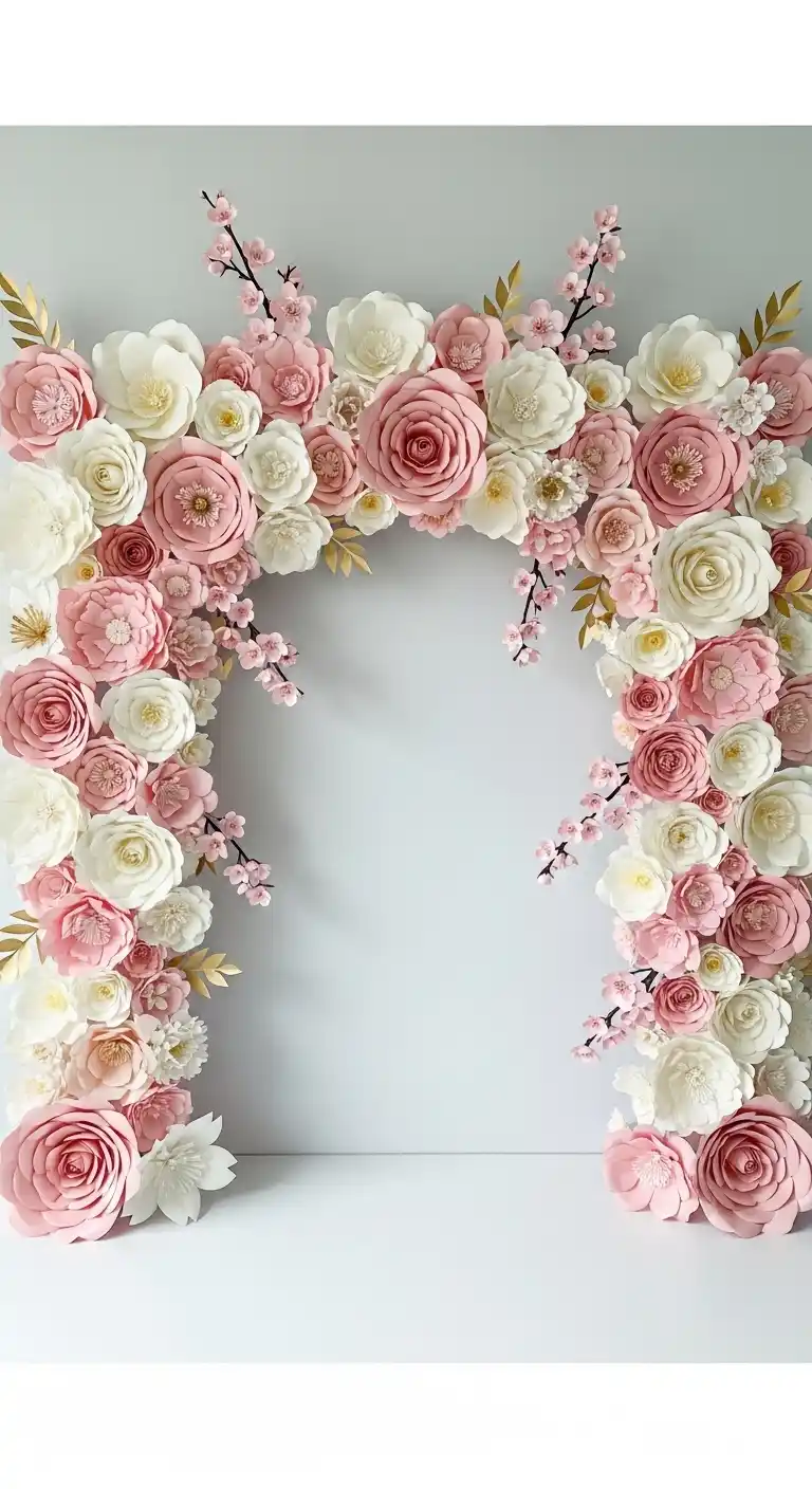 19 Bright & Stylish DIY Party Backdrop Inspirations 7 3. Floral Paper Wall with Layered Dimensions